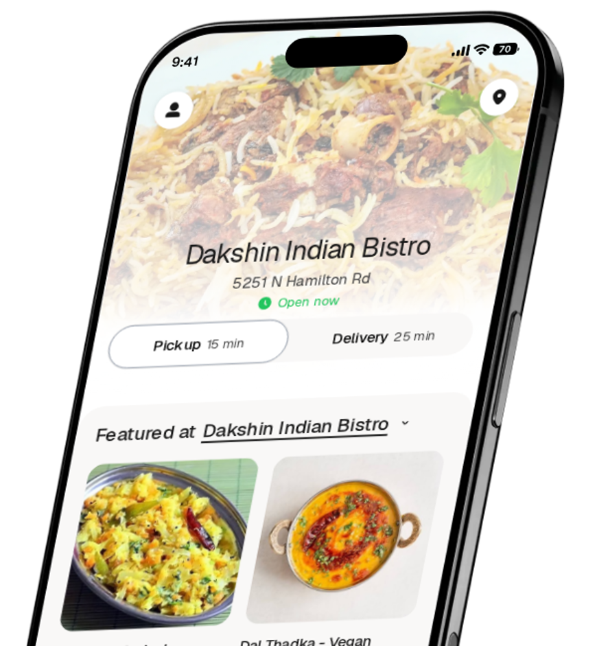 Dakshin Indian Bistro app preview